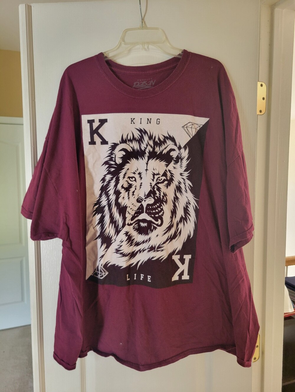 Popular Poison Mens T Shirt 5XL Maroon King Life Lion Graphic Playing Card Big